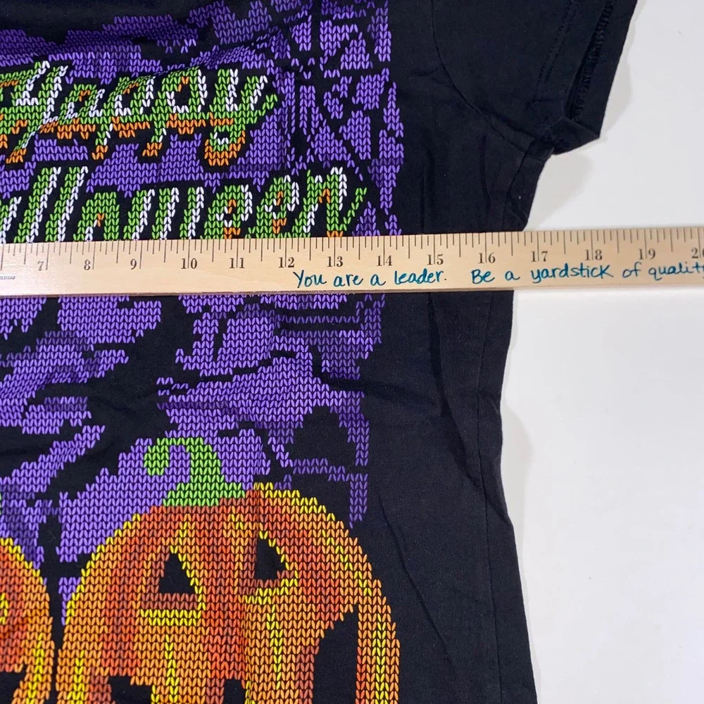 Way to Celebrate Kids Black Happy Halloween Pumpkin Graphic T-Shirt Size M 8-10